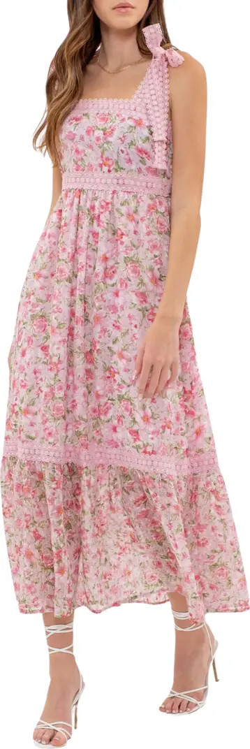 Floral Tie Strap Tiered Midi Dress | Nordstrom Rack