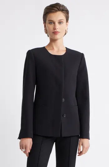 Nordstrom Collarless Twill Blazer in Black at Nordstrom Rack, Size Large | Nordstrom Rack
