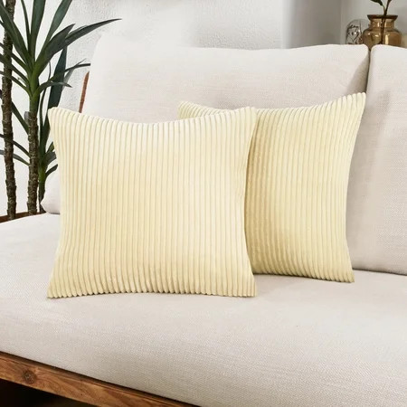 Deconovo Beige Throw Pillow Cover Square Lumbar Pillow Covers Pack of 2 Corduroy Pillowcases for Cou | Walmart (US)