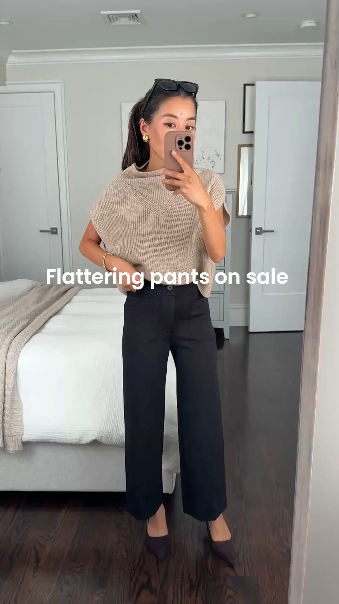 Anthropologie popular Colette pants on sale! 

• Crop wide leg pants 24 petite but this fabric runs small, so sizing up to 25 petite would have been more comfortable for me in hindsight

If you’re an Anthro Colette pant fan, this particular fabric is great for work and travel. comfortable and smooth against the skin with the slightest rib texture. I also linked the denim version below which runs big , in contrast.

• Cashmere poncho sweater vest xxs but currently only available in cotton for spring . I wear this with a tank under and love the shape..

• Sam Edelman Bianka slingback kitten heels 5.5 

• BP sunglasses 

Easy transitional work outfit / smart casual look, petite friendly wide leg pants

#LTKootd #LTKPetite #LTKWorkwear