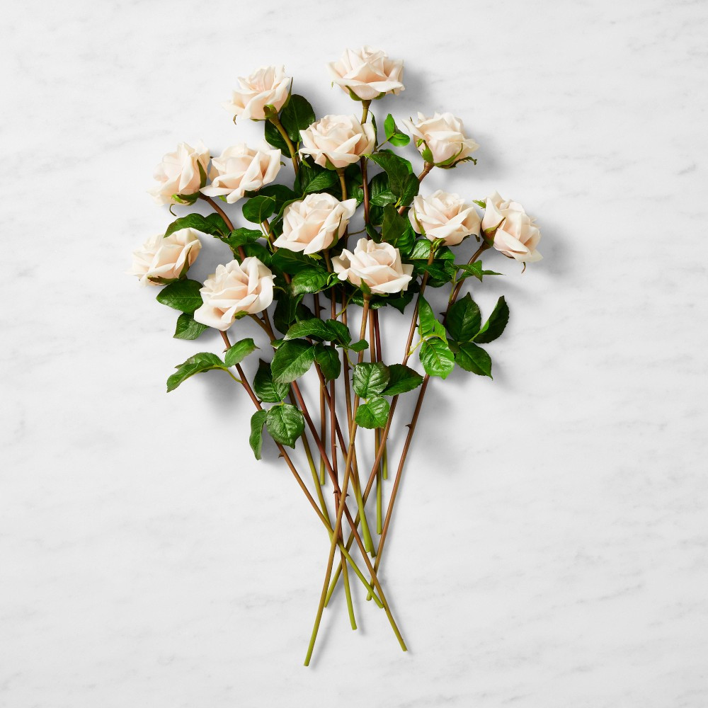 Jeff Leatham x Williams Sonoma Real Touch Faux Quicksand Rose Stems, Set of 12 | Williams-Sonoma