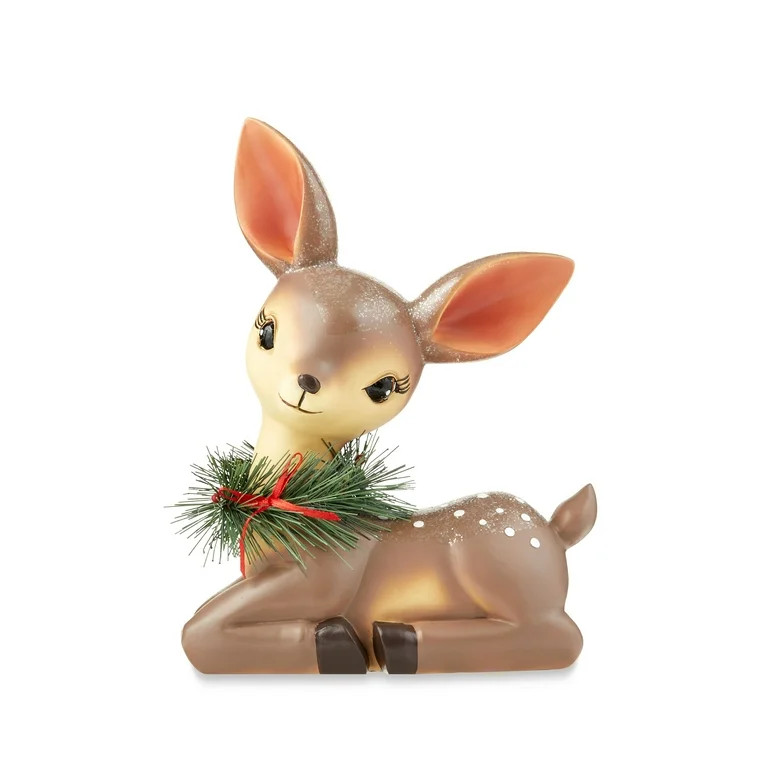 Christmas Sitting Brown Baby Fawn Tabletop Decor, Assembled Product Height: 9 in, by Holiday Time | Walmart (US)