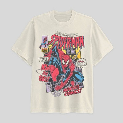 Men's The Amazing Spider-Man Comic Graphic T-Shirt - Off-White S | Target