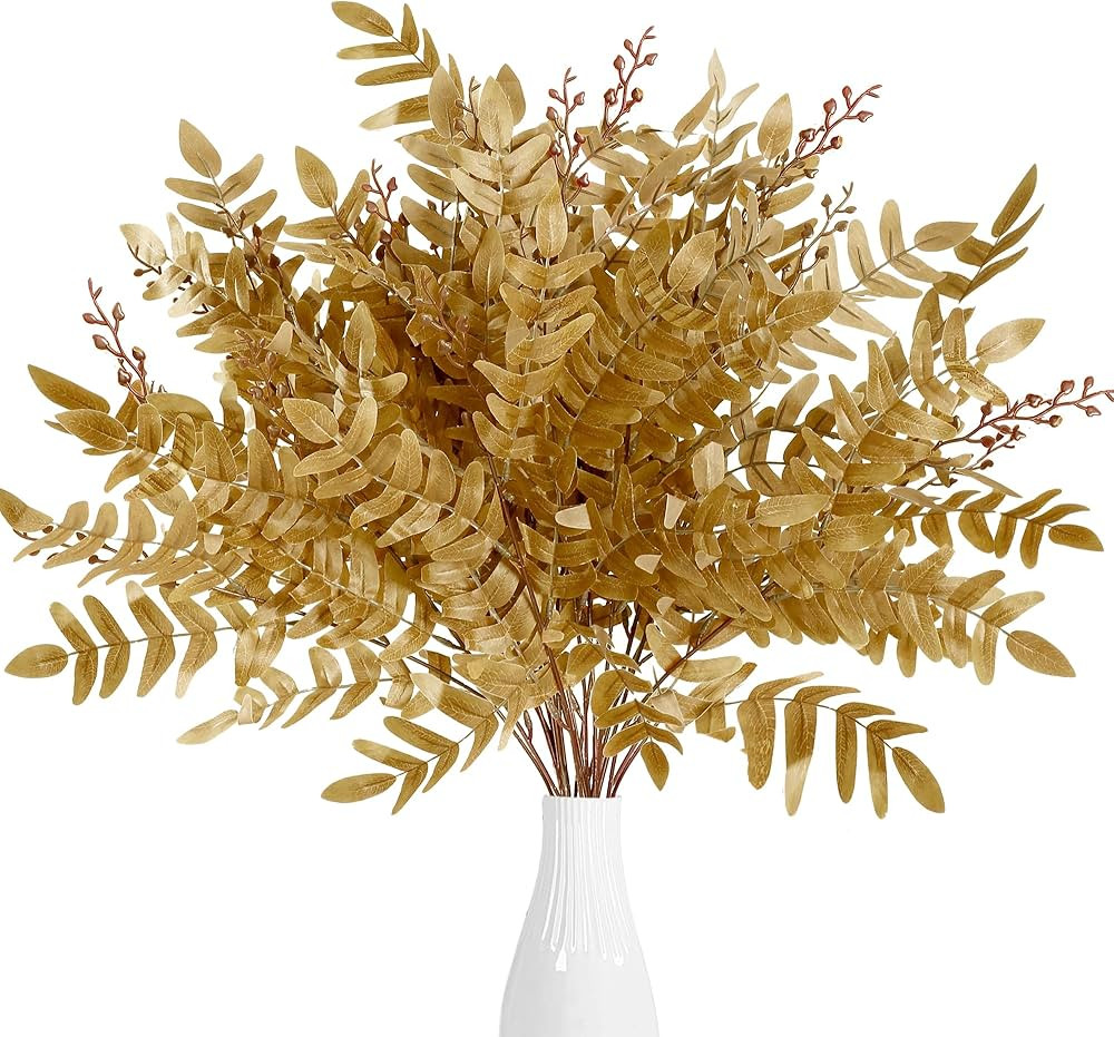 Sggvecsy 4 Pack Artificial Fall Greenery Stem Autumn Faux Flowers Autumn Faux Plants Silk Fall Sh... | Amazon (US)