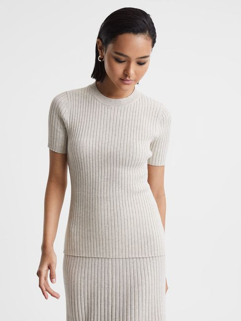 Anna Quan Cotton Ribbed T-Shirt | Reiss UK