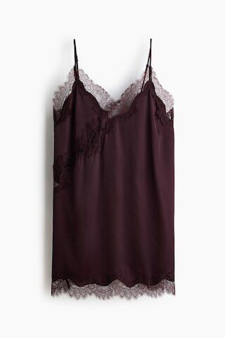 H & M - Lace-Trimmed Satin Nightgown - Red | H&M (US + CA)