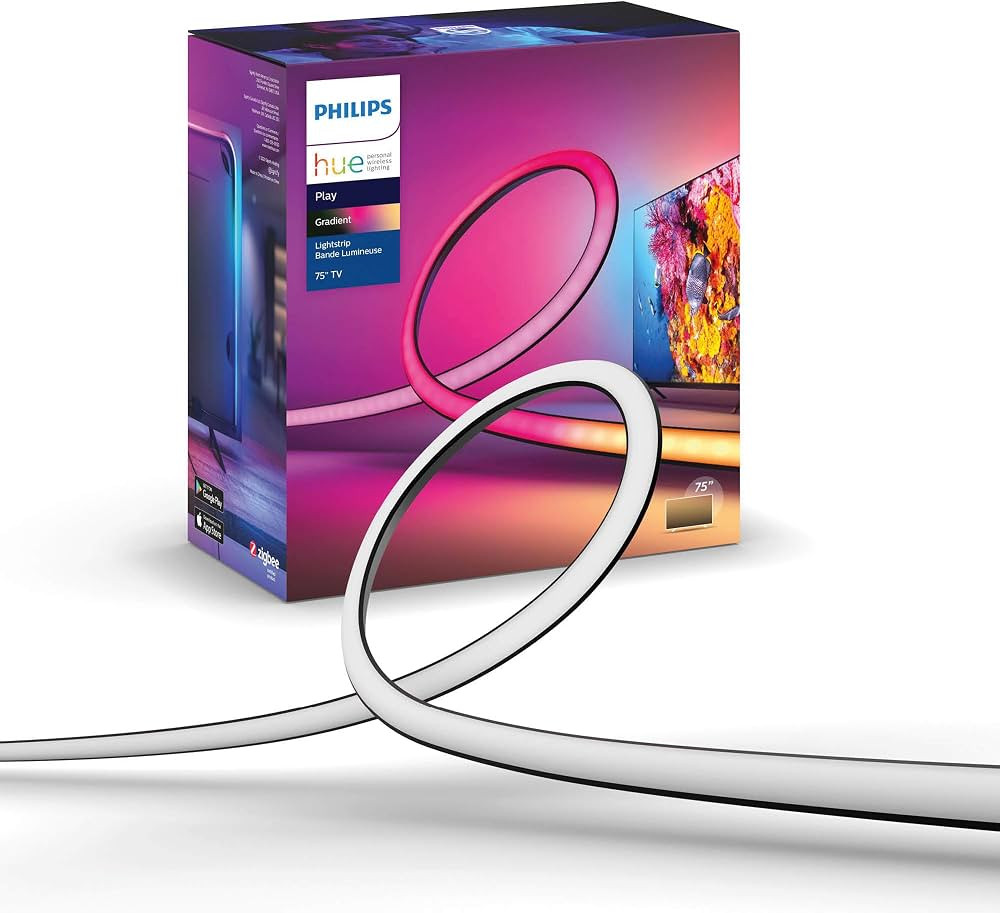 Philips Hue Play Gradient 75" TV LED Backlight Lightstrip, Flowing Multicolor Effect, Surround Li... | Amazon (US)
