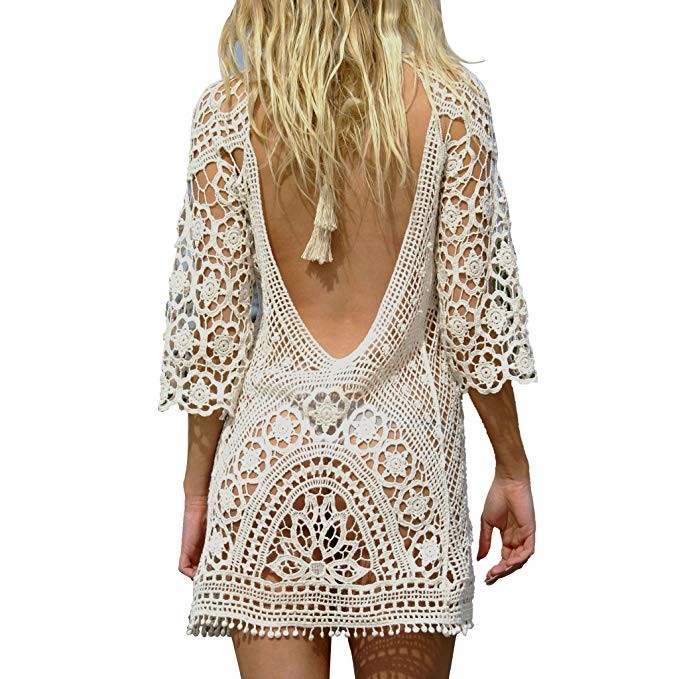 Jeasona Women’s Bathing Suit Cover Up Crochet Lace Bikini Swimsuit Dress | Amazon (US)