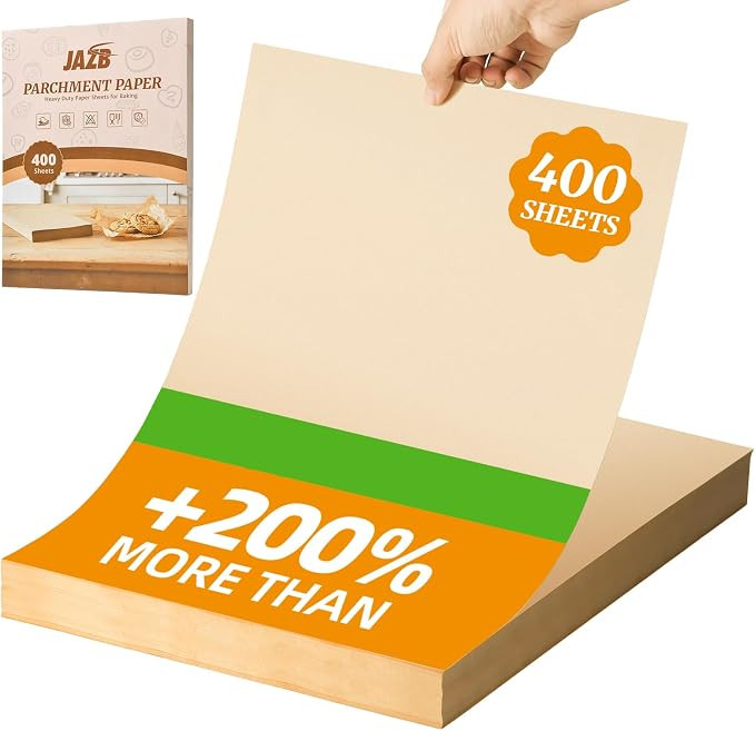 JAZB 400 Pcs Parchment Paper Sheets 12x 16 Inches, Pre Cut Parchment Paper Sheets for Baking, Bre... | Amazon (US)