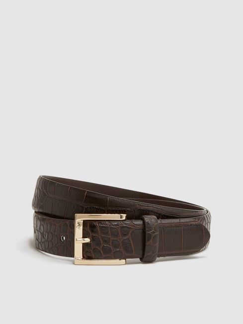 Reiss Chocolate Albany Leather Belt | Reiss UK