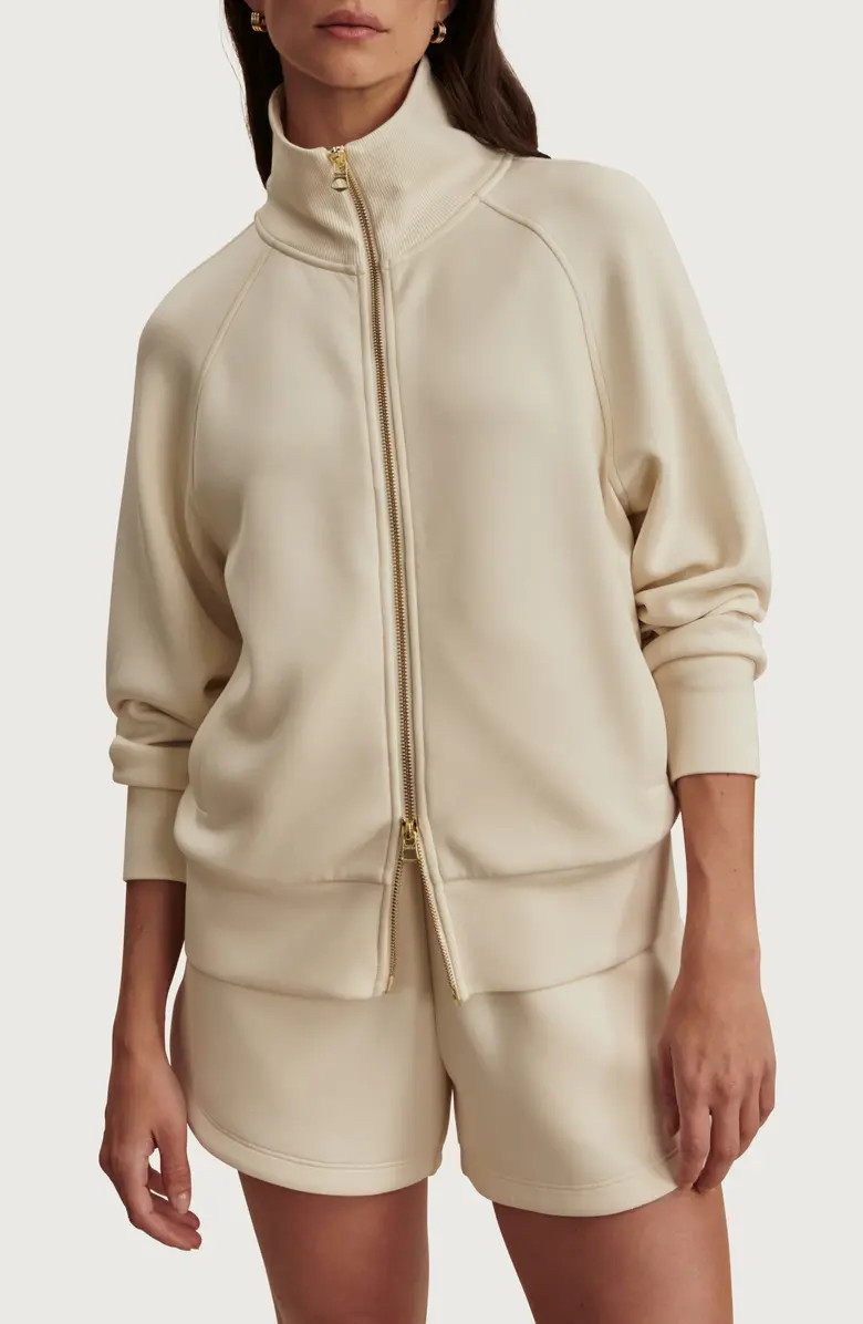 Tyde Mixed Media Zip Front Sweatshirt | Nordstrom