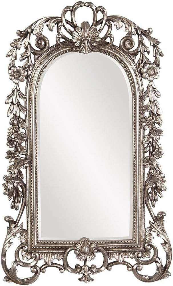 Howard Elliott Collection Sherwood Hanging Accent Wall Mirror, Ornate Arched Antique Silver Resin... | Amazon (US)