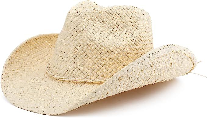 Melesh Adult Sun Straw Women Men Cowgirl Western Cowboy Hat Colored | Amazon (US)