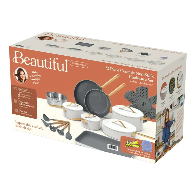 Beautiful 22pc Cookware Set, White Icing by Drew Barrymore | Walmart (US)