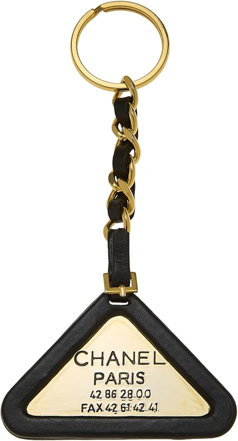 Amazon.com: Chanel, Pre-loved Gold & Black Leather Triangle Bag Charm, Black : Amazon Luxury | Amazon (US)