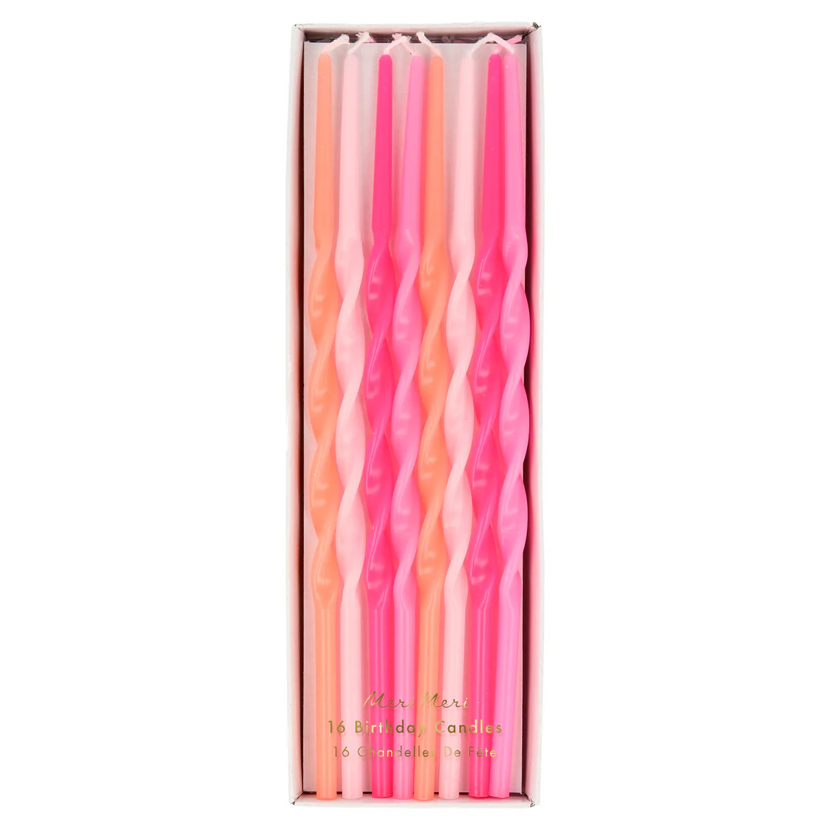 Pink Twisted Long Candles (x 16) | Meri Meri