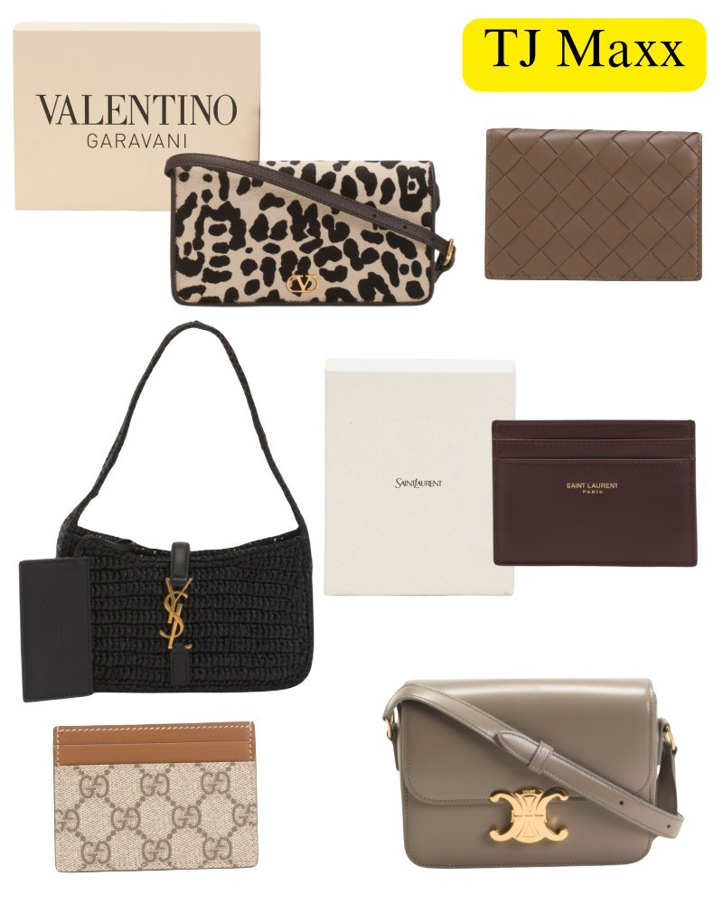 Designer bags on sale at TJ Maxx! Low stock- wallets, card case, Saint laurent, Valentino, Bottega, leopard, woven, black, brown, Gucci, luxury, gift.

#LTKSaleAlert
