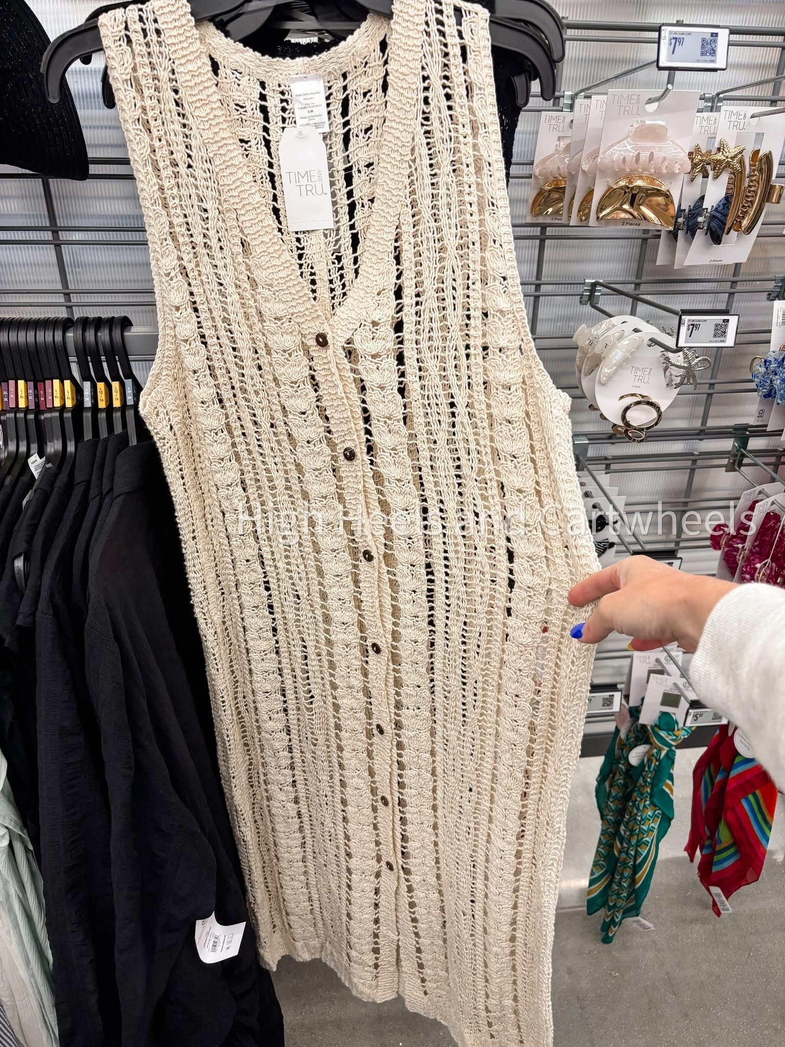 New from Walmart. This button down crochet swim coverup is so classy looking 