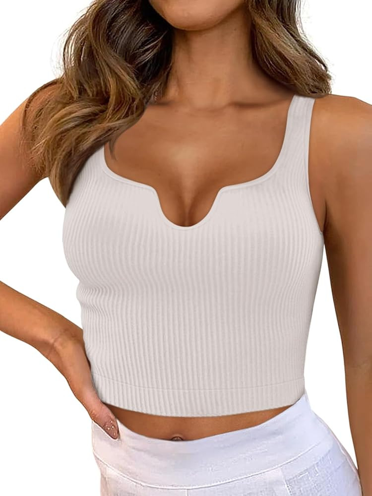 REORIA Women’s Ribbed Cropped Tank Tops 2024 Summer Going Out Sleeveless Square Neck Sexy Slim ... | Amazon (US)