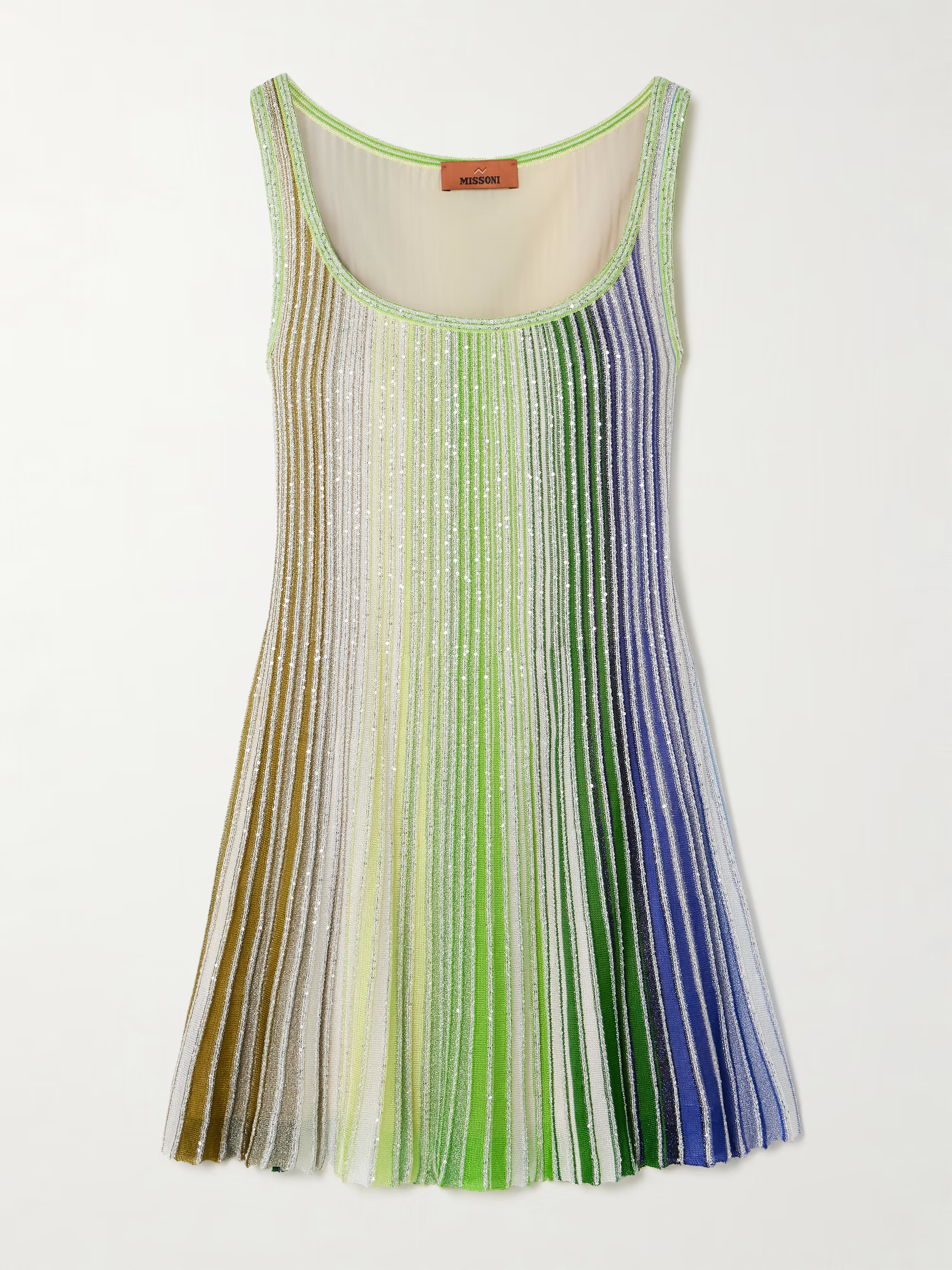 Sequin-embellished striped metallic crochet-knit mini dress | NET-A-PORTER APAC