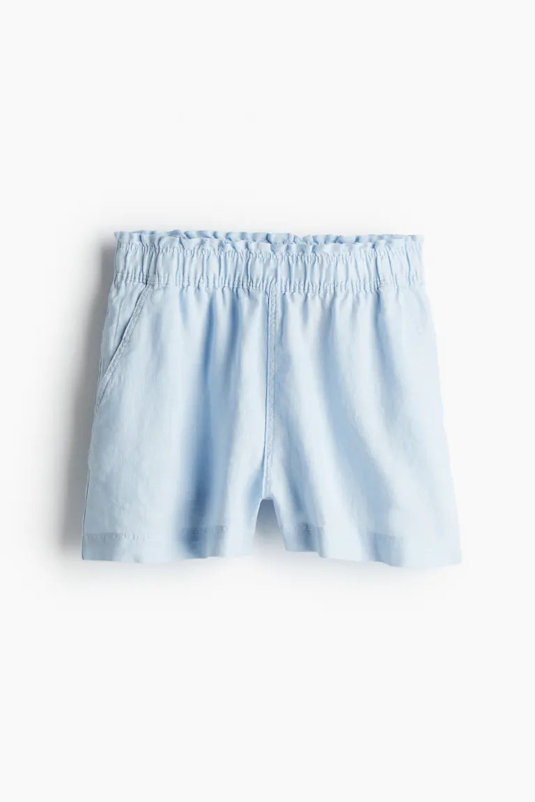 Linen Shorts - High waist - Short - Light blue - Ladies | H&M US | H&M (US + CA)