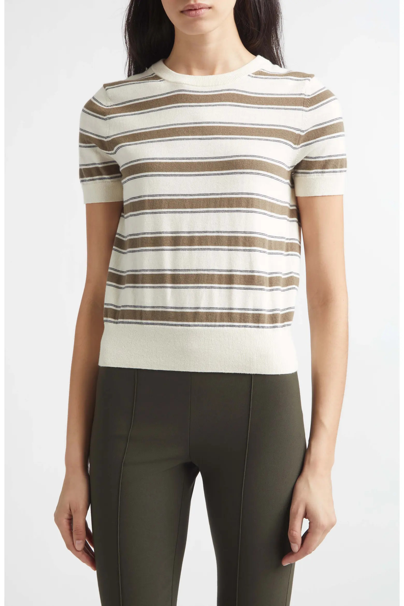 Stripe Short Sleeve Cotton & Cashmere Sweater T-Shirt (Women) | Nordstrom | Nordstrom