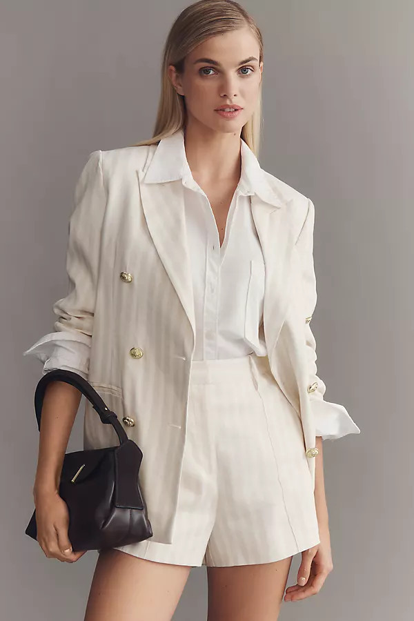 Walter Linen Blend Double-Breasted Blazer Jacket | Anthropologie (US)