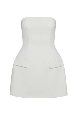 Solene Strapless Pocket Mini Dress - White | LEAU (US)