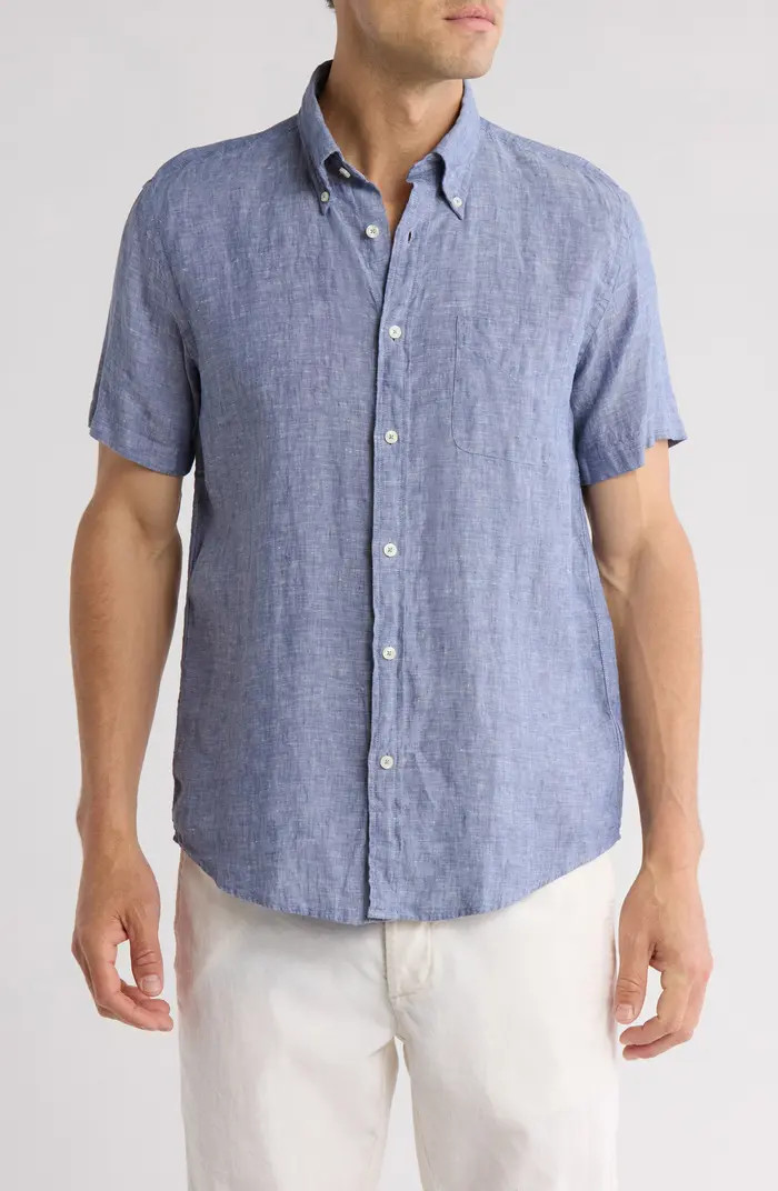 Sport Fit Linen Short Sleeve Button-Down Shirt | Nordstrom Rack