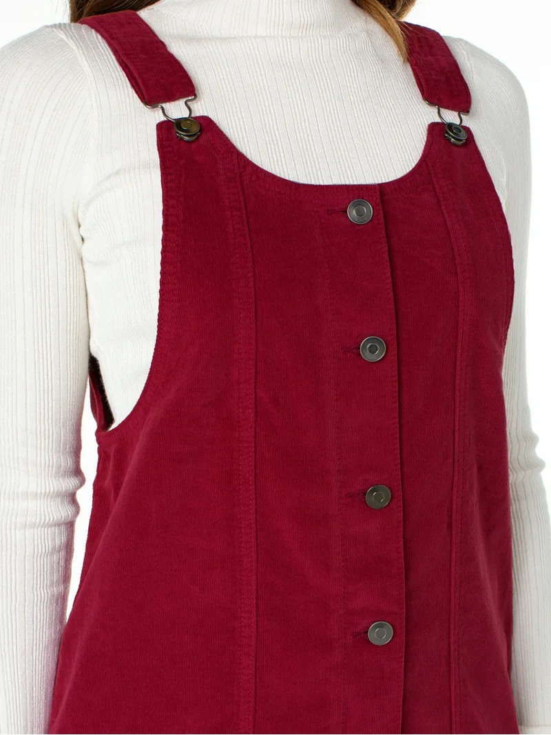 Celebrity Pink Women's and Women's Plus Corduroy Pinafore Mini Dress, Sizes XS-4X - Walmart.com | Walmart (US)