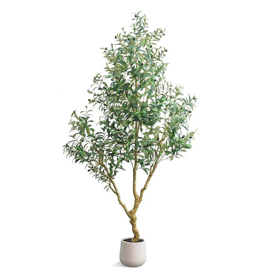 Olive Tree 7 feet,Fake Plants Indoor with Lightweight Durable Modern Fiberstone Sphere Planter,Re... | Amazon (US)