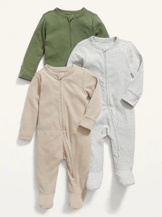 Unisex 1-Way Zip Sleep & Play One-Piece 3-Pack for Baby | Old Navy (US)