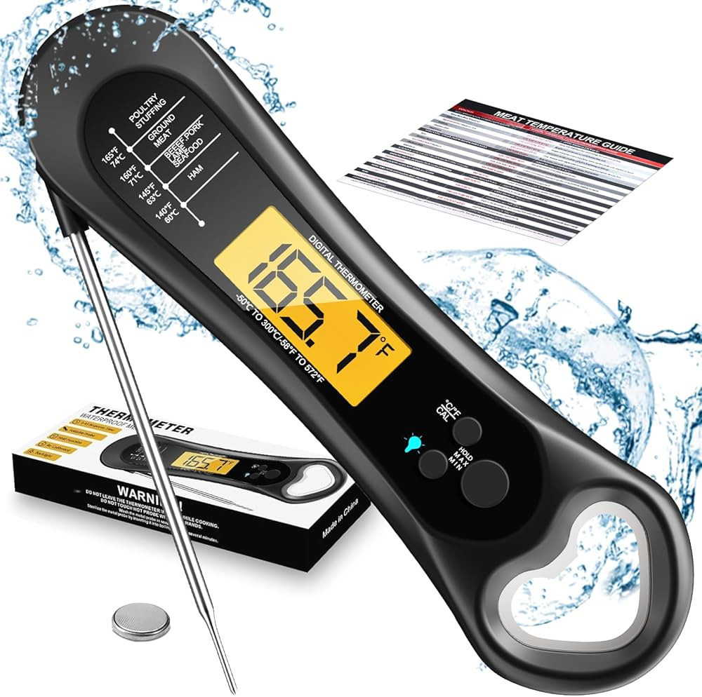 Meat Thermometer Digital, Instant Read Meat ThermometerI for Grill and Cooking, Waterproof Food Thermometer for Kitchen and Outside, BBQ, Turkey, Candy, Liquids, Beef | Amazon (US)