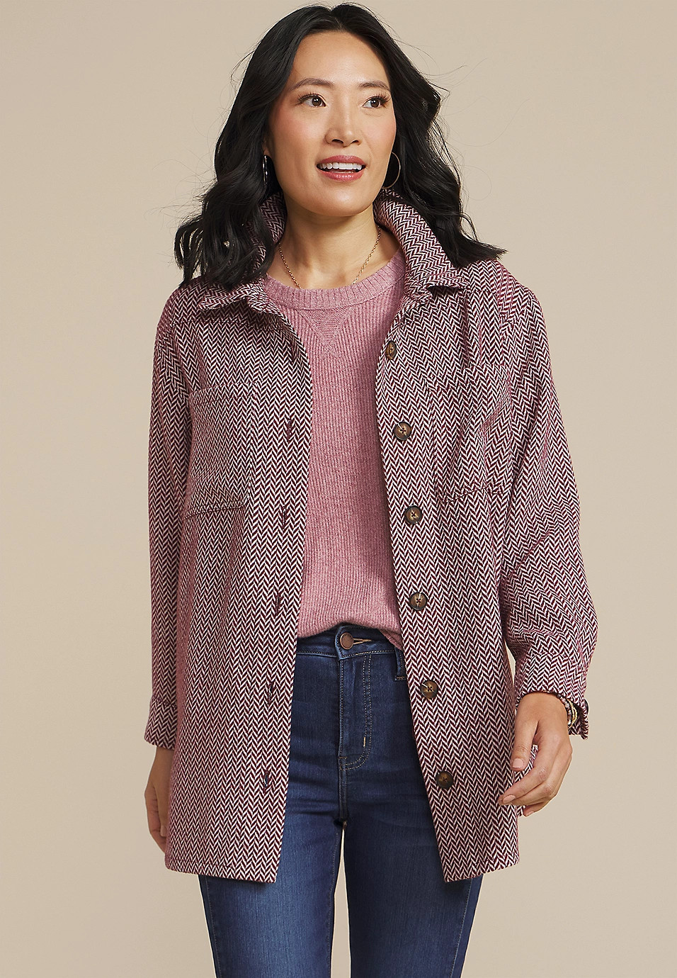 Herringbone Chevron Shacket | Maurices