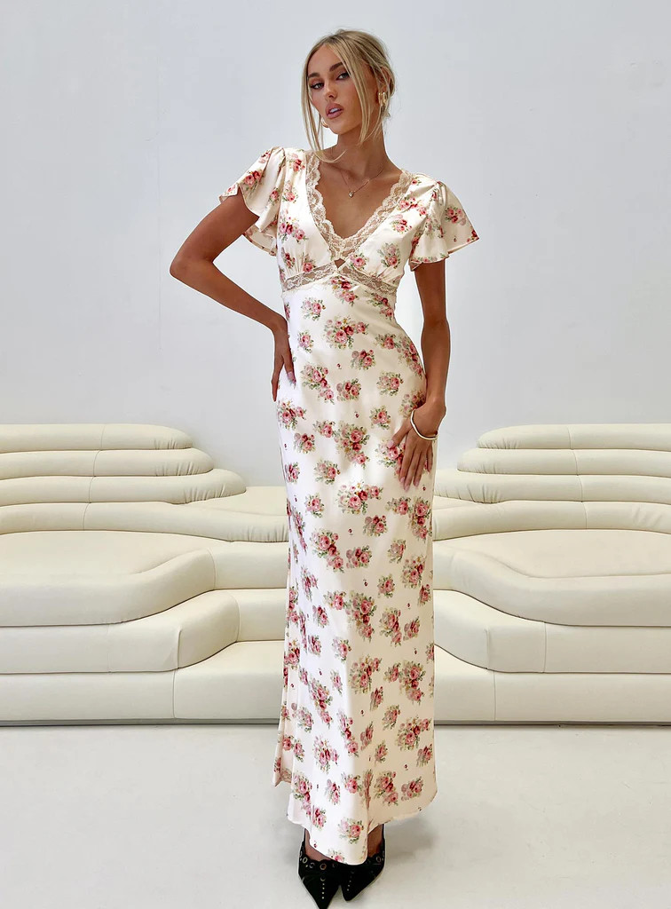 Miraselle Maxi Dress Cream Floral | Princess Polly US