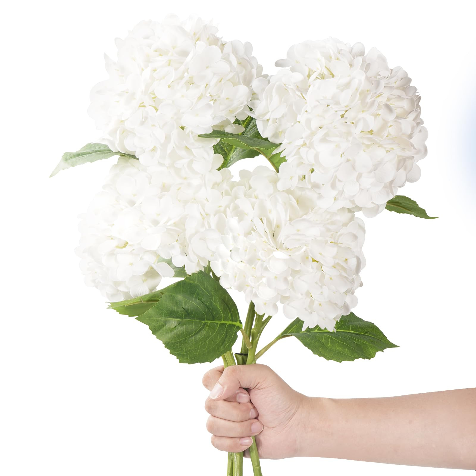 20" 4Pcs White Faux Hydrangea Flowers Real Touch Fake Hydrangeas Bouquet Hydrangea Artificial Flo... | Amazon (US)