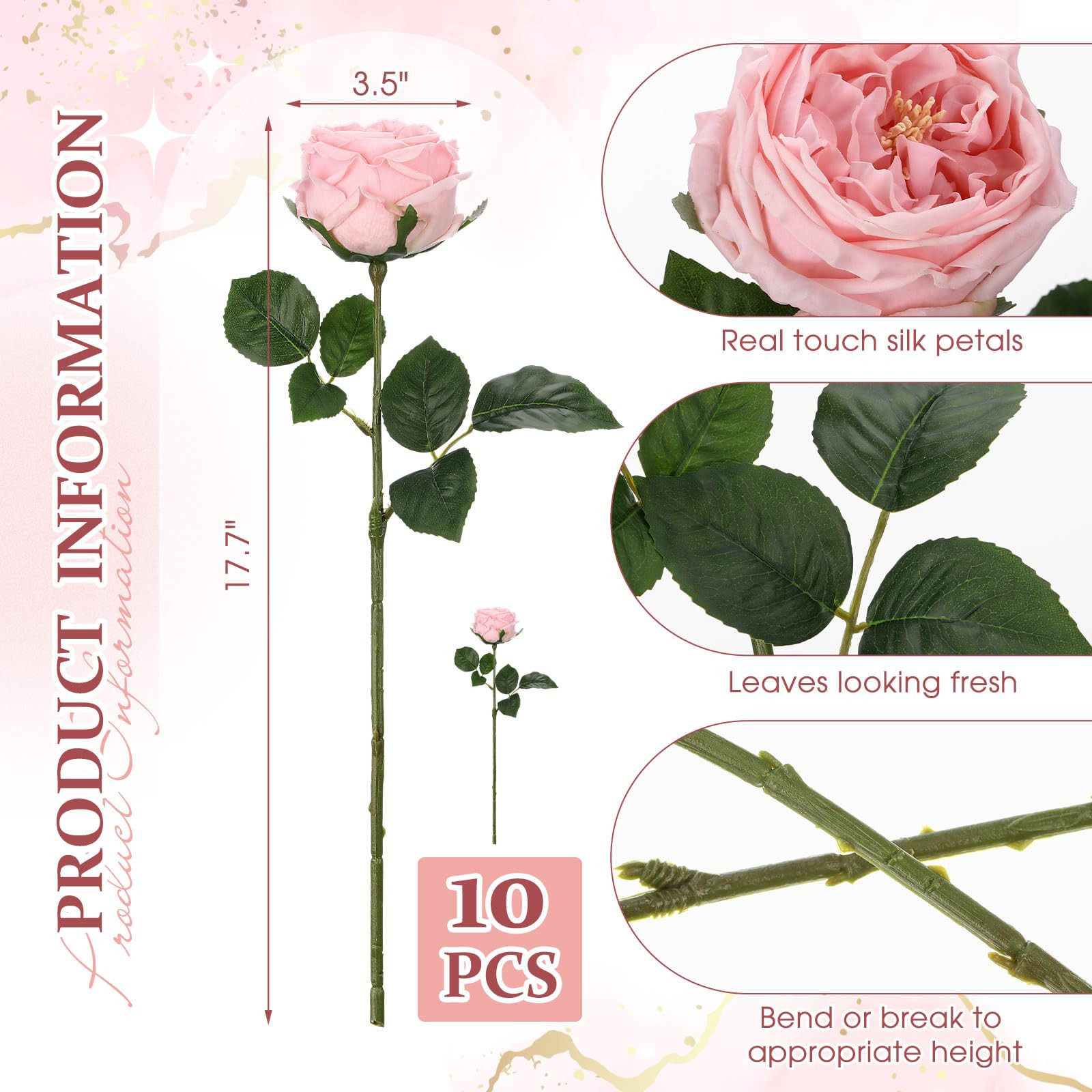 10pcs Real Touch Peonies Artificial Flowers, Faux Austin Rose with Long Stem Look Real Fake Flowe... | Amazon (US)