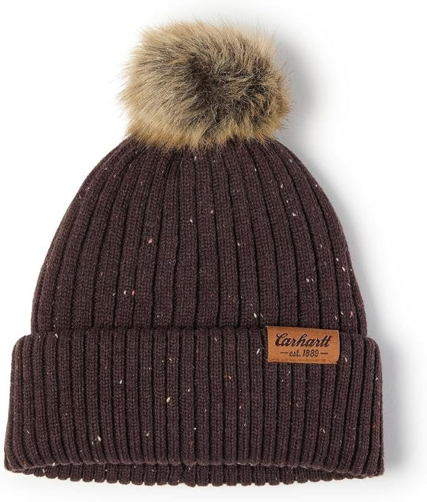 Carhartt Womens Knit Faux Fur Pom-pom Beanie | Amazon (US)
