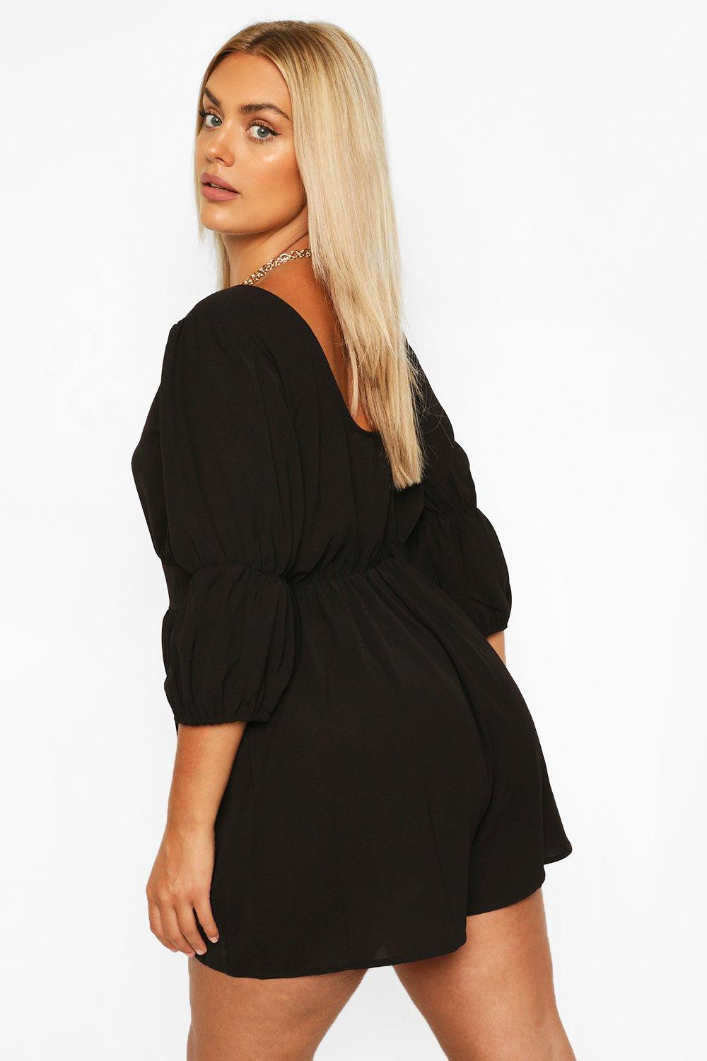 Plus Button Detail Playsuit | Boohoo.com (UK & IE)