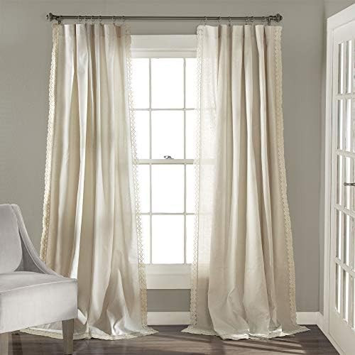 Amazon.com: Lush Decor Rosalie Window Curtains Farmhouse, Rustic Style Panel Set for Living, Dini... | Amazon (US)