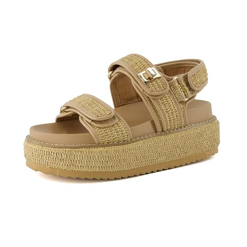 CUSHIONAIRE Women's Shore Raffia Platform Sandal With +Comfort, Wide Widths Available, Raffia Natural 8.5 | Amazon (US)
