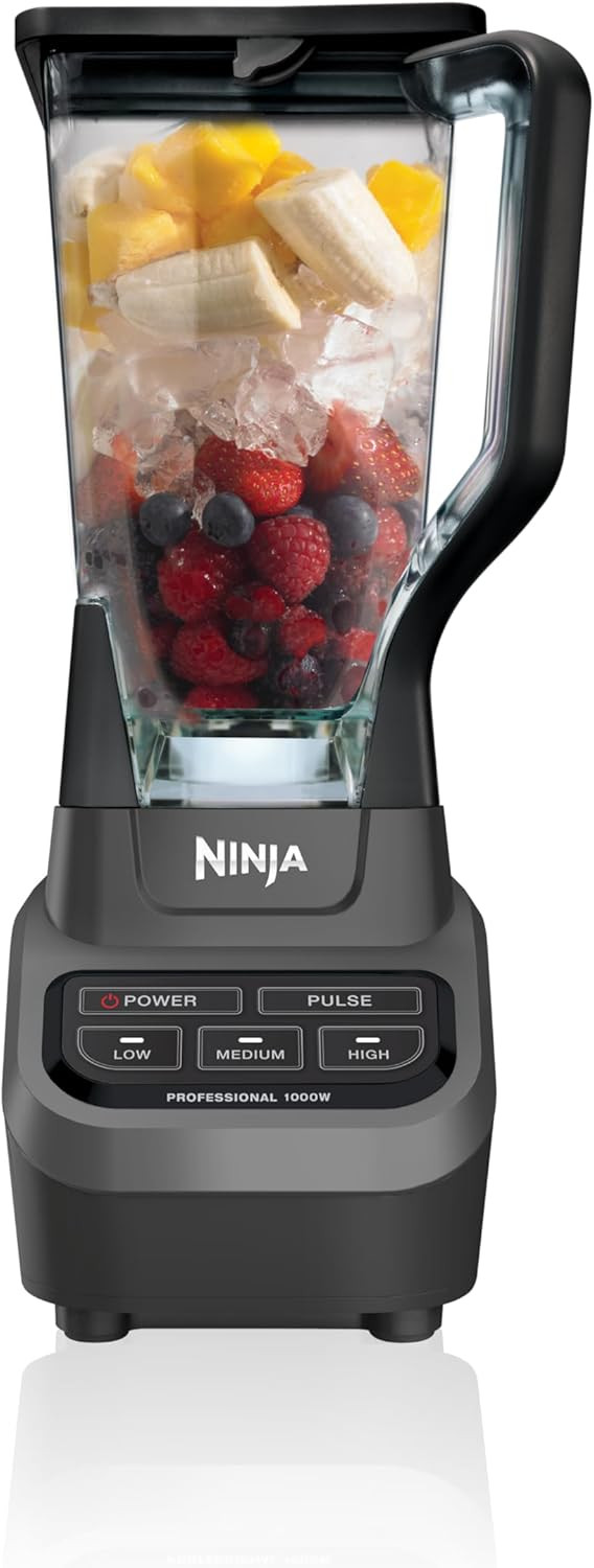 Ninja BL610 Professional 72 Oz Countertop Blender with 1000-Watt Base and Total Crushing Technology for Smoothies, Ice and Frozen Fruit, Black, 9.5 in L x 7.5 in W x 17 in H | Amazon (US)