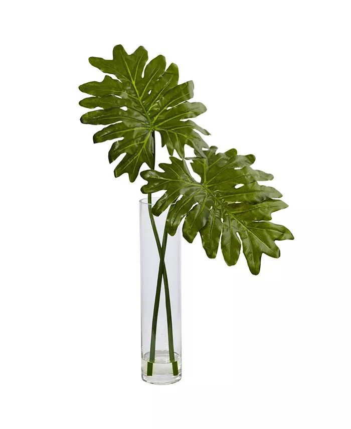 Nearly Natural Selloum Artificial Plant in Glass Cylinder Vase - Macy's | Macy's