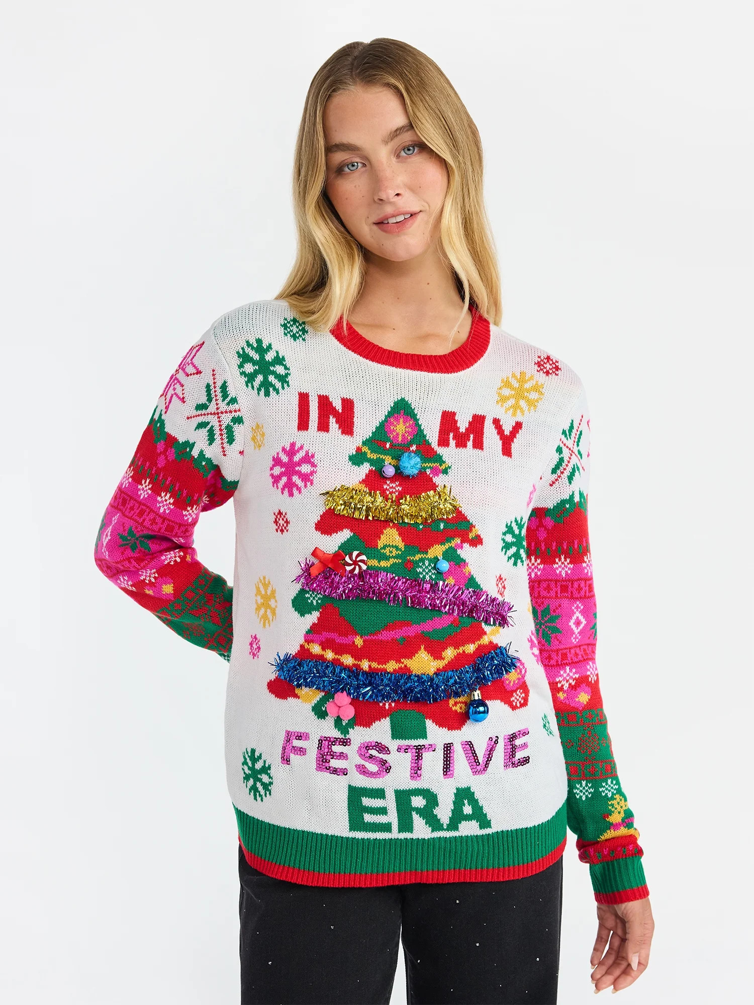 No Boundaries Christmas Sweater, Lightweight, Women's | Walmart (US)