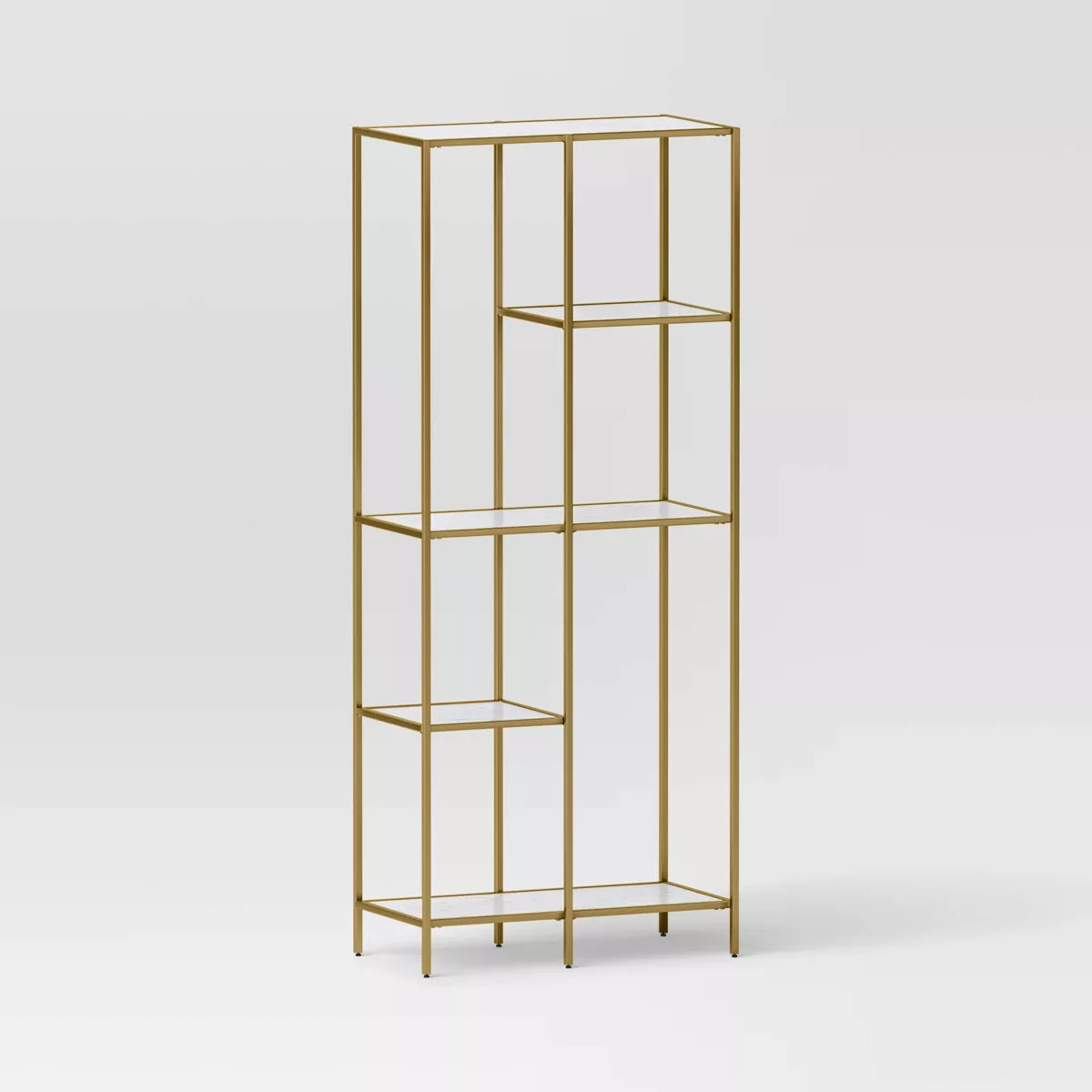 72" 3 Shelves Faux Marble and Metal Book Rack Gold - Threshold™: Contemporary Display Storage | Target