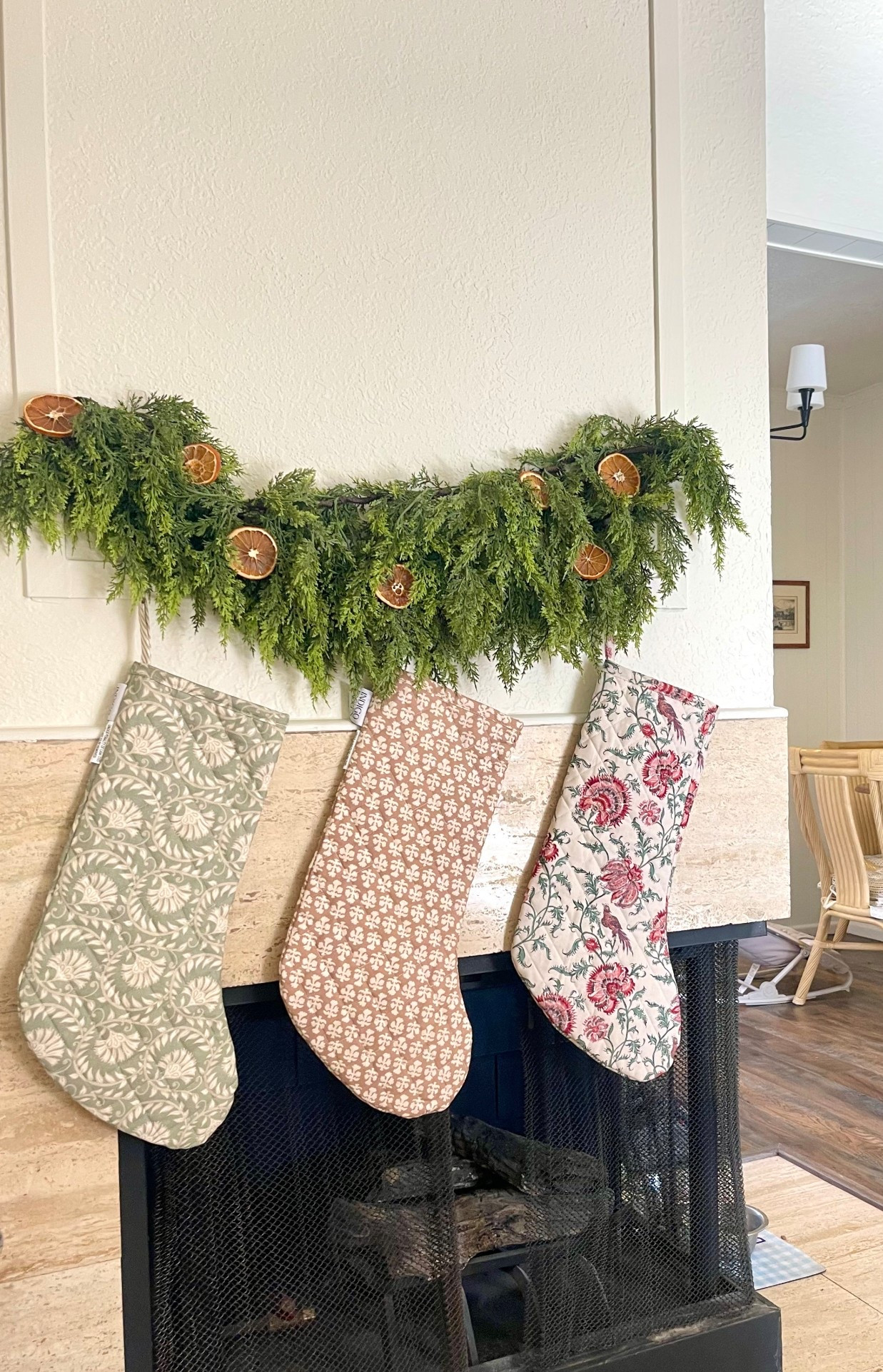 No mantle? No problem! 

Used a simple garland, doubled it up and hung with command strips. So easy and so chic! 

#stockings #christmas #cottagecore

#LTKHome #LTKHoliday