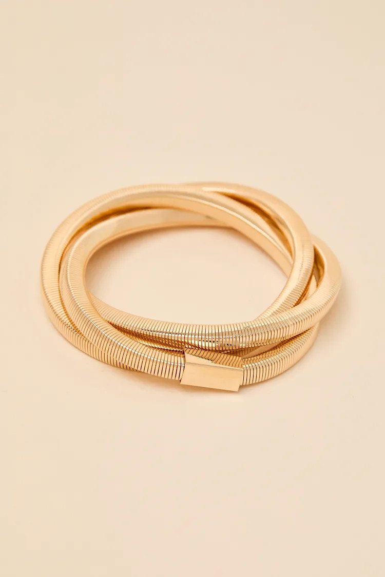 Davia Gold Coiled Interlocking Bracelet | Lulus