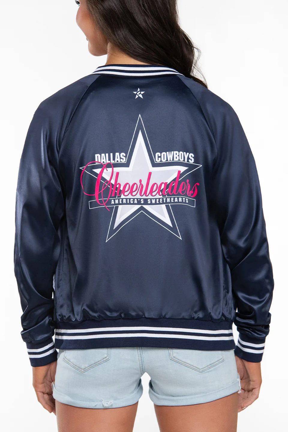 DCC Satin Bomber Jacket in Navy | Rebel Athletic