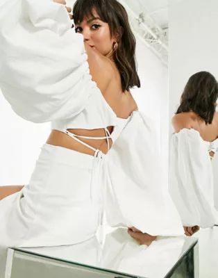 ASOS EDITION midaxi skirt with thigh split set in ivory | ASOS (Global)