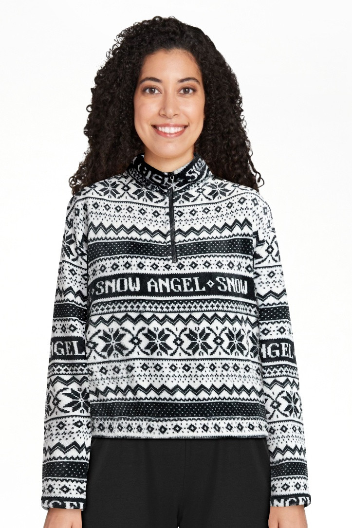 No Boundaries Top de Felpa con Cuello Falso y Manga Larga con Zíper de 1/4 para Mujer | Walmart (US)